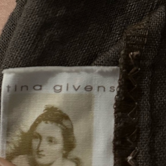 TINA GIVENS | Julia Brown 100% Linen Dress with Appliqués - Picture 3 of 7